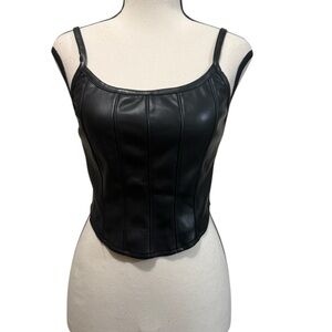Kirious los Angeles | Black Faux Leather Corset Top size small